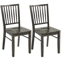 HOMCOM Dining Chairs Set of 2 Ergonomic Solid Wood, Armless Kitchen Chairs with Rubberwood Legs, Charcoal Gray(m-11)