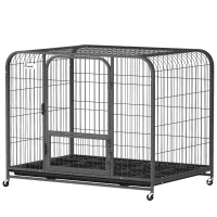 PawHut 43 Inch Heavy Duty Dog Crate, Extra Large Metal Dog Cage with Lockable Wheels and Removable Tray(m-2)