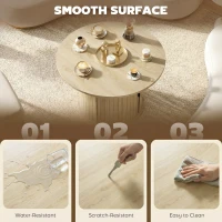 HOMCOM Round Coffee Table, 31.5" Center Table, Natural Wood(m-6)