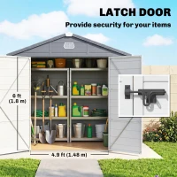 Outsunny 8' x 6' Plastic Garden Storage Shed with Latch Door, Vents, Sloped Roof, Dark Grey(m-17)