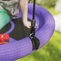 Qaba 100cm Diameter Nest Seat for Kids with Height Adjustable Hanging Ropes for Outdoor, Playground, Garden, Purple(m-10)