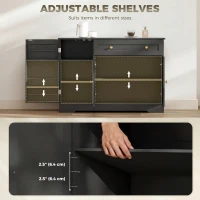 HOMCOM Sideboard Buffet Cabinet, Farmhouse Coffee Bar Cabinet with Door Shelves, Adjustable Shelves, Drawer, Barn Doors, Black(m-6)