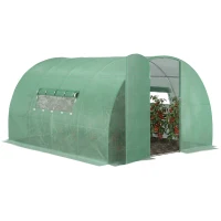 Outsunny 13x10x6.6ft Heavy Duty Outdoor Walk-in Tunnel Greenhouse Portable Garden Planting Warm House with PE Cover Green(m-2)