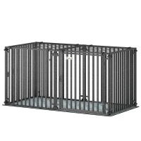PawHut 55 Inch Heavy Duty Dog Crate, Extra Large Metal Dog Cage Kennel with Mat for Large Breeds, Modular Puppy Playpen(m-2)