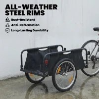 Soozier Bike Cargo Trailer, Bicycle Trailer Wagon Cart with Quick Release 16" Pneumatic Wheels, Red Flag(m-5)