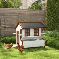 PawHut 47" Chicken Coop, Wooden Chicken House Raised Rabbit Hutch with Waterproof Roof, Nesting Box and Handles for 3-5 Hens, Poultry Cage Portable Hen Pen for Backyard(m-12)