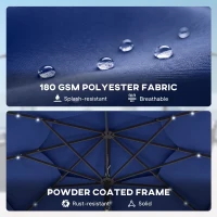 Outsunny 9.7 ft Outdoor Patio Umbrella with Solar LED Lights, 3 Tier Outdoor Table Umbrella with Tilt, Crank, Navy Blue(m-7)