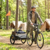 Soozier Bike Trailer, Bike Cargo Trailer with Quick Release 16" Wheels, Cargo Net, Safe Reflectors and Red Flag(m-8)