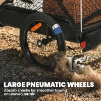 Soozier Bike Trailer, Bike Cargo Trailer with Quick Release 16" Wheels, Cargo Net, Safe Reflectors and Red Flag(m-7)