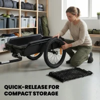 Soozier Bike Trailer, Bike Cargo Trailer with Quick Release 16" Wheels, Cargo Net, Safe Reflectors and Red Flag(m-10)