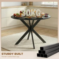 HOMCOM 39" Dining Table, Contemporary Round Kitchen Table with Steel Legs, Black Wood Grain(m-6)