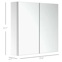 HOMCOM 24 x 22 Inch Stainless Steel Medicine Cabinet Wall Mounted Bathroom Mirror Storage Cabinet with Shelves(m-3)