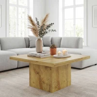 HOMCOM Square Coffee Table, Center Table with 1.6" Thick Tabletop, Natural Wood(m-10)