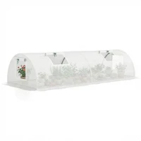 Outsunny Portable Mini Greenhouse, Tunnel Growing Tent with 5 Mesh Windows and Steel Frame,7' x 3' x 2', White(m-11)