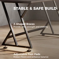 HOMCOM 55 Inch Computer Desk, Industrial Writing Desk with Z-Shaped Metal Leg, Study Table for Home Office, Distressed Gray(m-5)