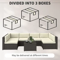 Outsunny 7 Piece Patio Furniture Set, All Weather PE Rattan Outdoor Furniture Conversation Sets with Glass Top Coffee Table(m-8)