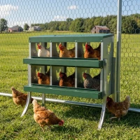 PawHut Chicken Nesting Boxes, 6 Compartment Steel Nesting Boxes for Chickens, Wall Mount Egg Laying Boxes with Vented Holes(m-10)