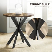 HOMCOM 29" Dining Table, Contemporary Round Kitchen Table with Steel Legs, Rustic Brown(m-6)