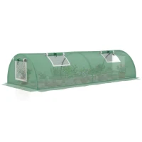 Outsunny Portable Mini Greenhouse, Tunnel Growing Tent with 5 Mesh Windows and Steel Frame, 7' x 3' x 2', Green(m-11)