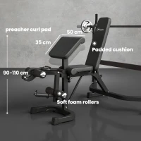 Soozier Weight Bench Stand with Squat Rack, Adjustable Olympic Bench, Multifunctional Arm Curl Pad, Leg Extension, Grey(m-9)