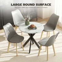 HOMCOM 29" Dining Table, Contemporary Round Kitchen Table with Steel Legs, White Marble-Effect(m-5)