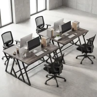 HOMCOM 55 Inch Computer Desk, Industrial Writing Desk with Z-Shaped Metal Leg, Study Table for Home Office, Distressed Gray(m-9)