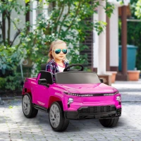Qaba 12V CHEVROLET SILVERADO EV RST Licensed Kids Car w/ Remote, Spring Suspension, Soft Start, Training Wheels, Pink(m-8)