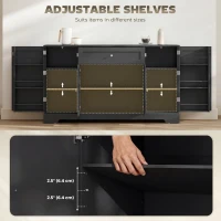 HOMCOM 55" Modern Kitchen Storage Cabinet with Drawer, Adjustable Shelves, Small Kitchen Pantry with Door Racks, Black(m-6)