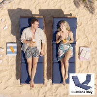 Outsunny Outdoor Chaise Lounge Cushions Set of 2 with 6 Ties, High-Density Foam, for Patio and Poolside, Navy Blue(m-8)