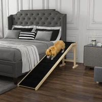 PawHut Pet Ramp Bed Steps for Dogs Cats Non-slip Carpet 74"L x 16"W x 25"H Natural(m-1)
