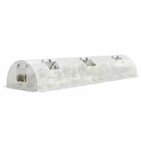 Outsunny Portable Mini Greenhouse, Tunnel Growing Tent with 5 Mesh Windows and Steel Frame,10' x 3' x 2', White(m-11)
