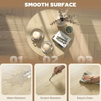 HOMCOM Round Coffee Table, 24" Center Table, Natural Wood(m-5)