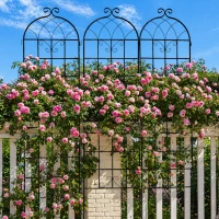 4 Pack Metal Garden Trellis with Galvanized Tube, Easy Assembly, Rustproof Climbing Plant Support, 80" L x 87" H, Black(m-1)