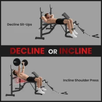 Soozier Weight Bench Stand with Squat Rack, Adjustable Olympic Bench, Multifunctional Arm Curl Pad, Leg Extension, Grey(m-6)