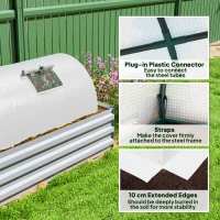 Outsunny Portable Mini Greenhouse, Tunnel Growing Tent with 5 Mesh Windows and Steel Frame,10' x 3' x 2', White(m-6)