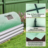 Outsunny Portable Mini Greenhouse, Tunnel Growing Tent with 5 Mesh Windows and Steel Frame,10' x 3' x 2', Green(m-6)