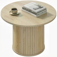 HOMCOM Round Coffee Table, 24" Center Table, Natural Wood(m-2)