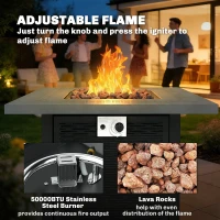Outsunny Propane Fire Pit Table, 28" 40000 BTU Outdoor Gas Fire Table with Lava Rocks and Lid, Black(m-6)