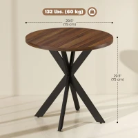 HOMCOM 29" Dining Table, Contemporary Round Kitchen Table with Steel Legs, Walnut(m-3)