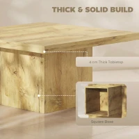 HOMCOM Square Coffee Table, Center Table with 1.6" Thick Tabletop, Natural Wood(m-5)