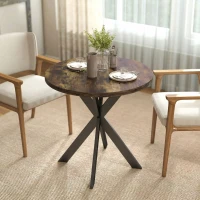 HOMCOM 29" Dining Table, Contemporary Round Kitchen Table with Steel Legs, Rustic Brown(m-9)