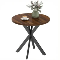 HOMCOM 29" Dining Table, Contemporary Round Kitchen Table with Steel Legs, Walnut(m-2)