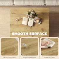 HOMCOM Square Coffee Table, Center Table with 1.6" Thick Tabletop, Natural Wood(m-6)