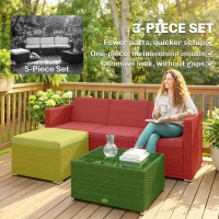 Outsunny 3 Pieces Patio Furniture Set with Cushions, Outdoor PE Rattan Wicker Conversation Corner Sofa Set, Dark Grey(m-9)