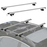 HOMCOM 2pc Roof Rack Car Roof Top Lockable Aluminum Cross Bars Adjustable Baggage Luggage Carrier, Silver (49")(m-2)