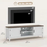 HOMCOM TV Stand for TVs up to 42 Inch, Entertainment Center with 2 Open Shelves, 2 Cabinets, Thick Top, White and Brown(m-3)