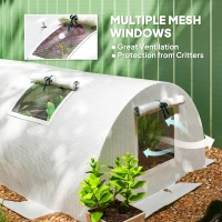 Outsunny Portable Mini Greenhouse, Tunnel Growing Tent with 5 Mesh Windows and Steel Frame,10' x 3' x 2', White(m-5)