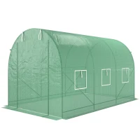 Outsunny 11.5' x 6.6' x 6.6' Walk-in Tunnel Greenhouse Garden Plant Seed Growing Warm House Outdoor Hot House w/ Roll Up Door, Windows, PE Cover Green(m-11)