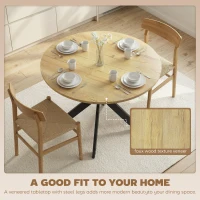 HOMCOM 39" Dining Table, Contemporary Round Kitchen Table with Steel Legs, Brown Wood Grain(m-4)