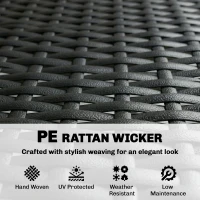 Outsunny Outdoor Bistro Set, 3 Piece Wicker Patio Furniture Set with 2-Tier Glass Top Table, Cushions for Porch, Balcony, Beige(m-5)